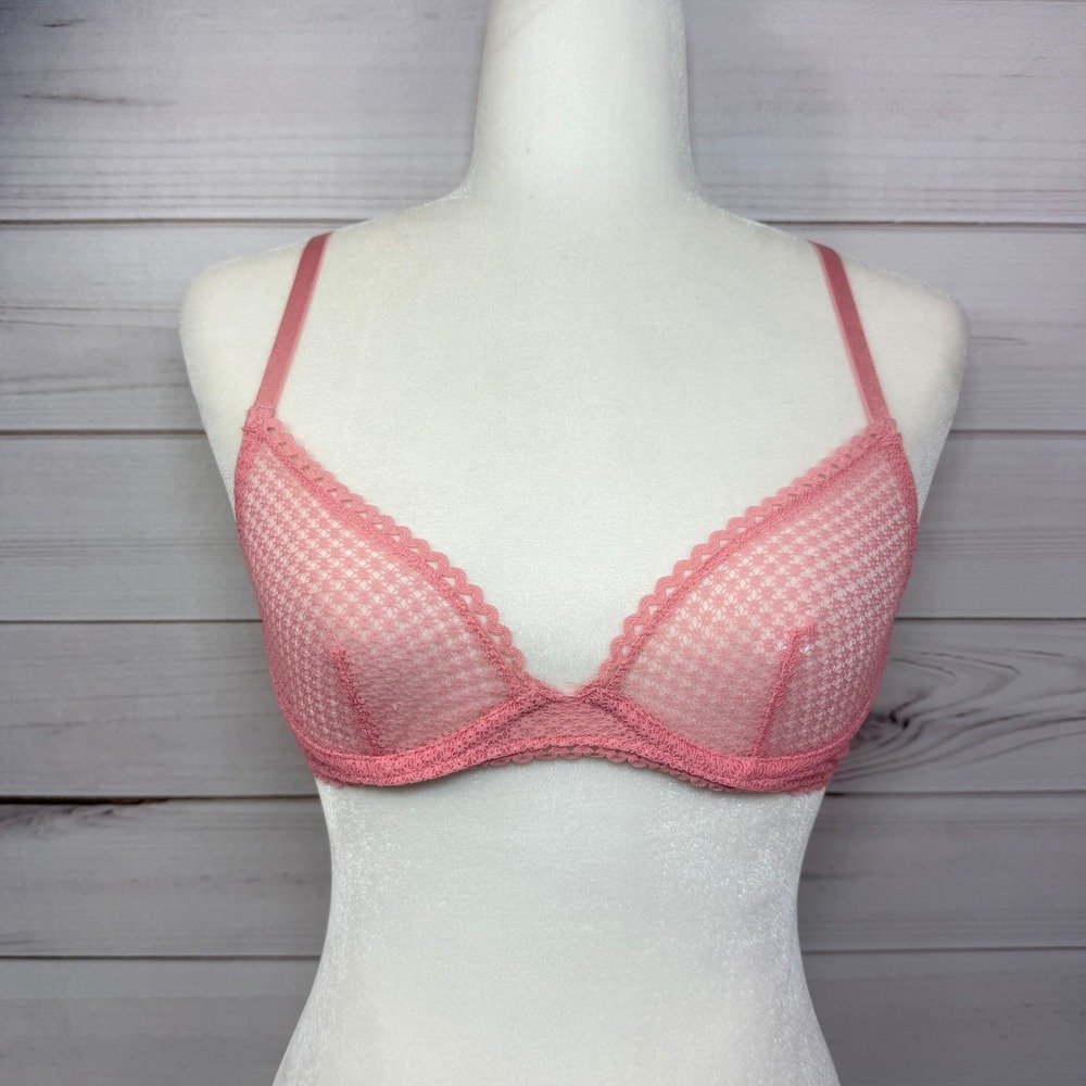 Urban Outfitters Out From Under Pink Lace Sheer Bralette Bra 32B‎